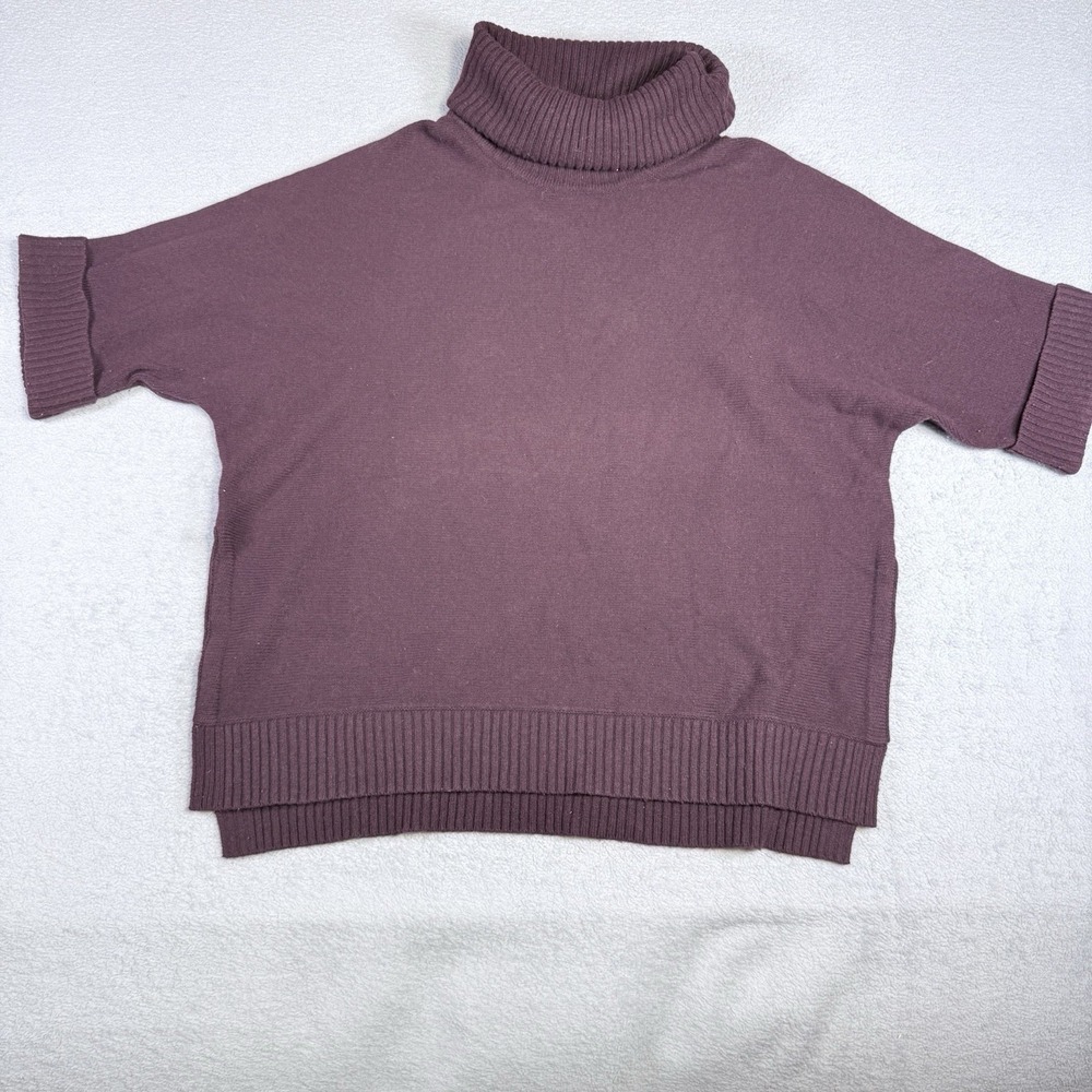 L.L.Bean Women's Turtleneck Short Sleeve Sweater Burgundy Pullover Size XS-S